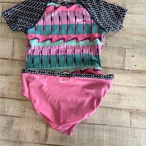 Nike Kids Rashguard Set - Pink, Green, and Black